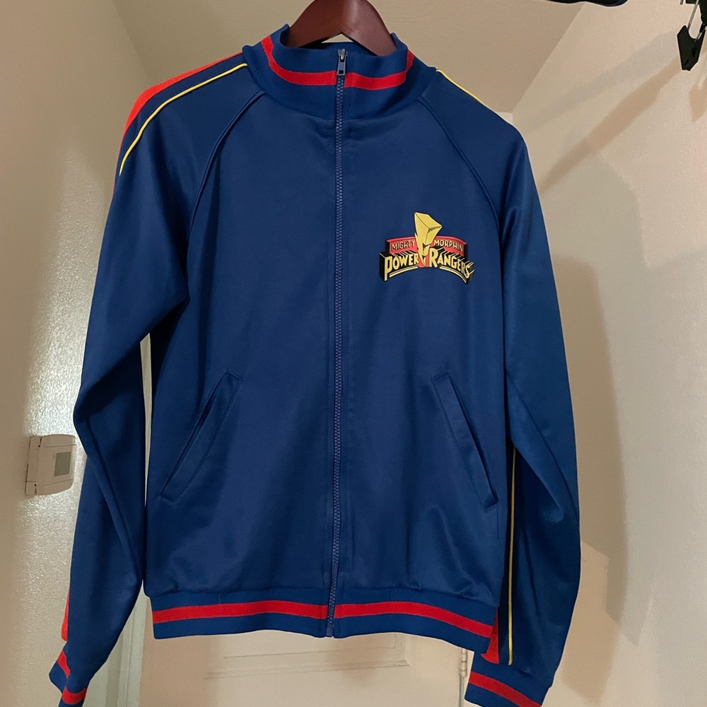 Vintage Mighty Morphin Power Rangers Blue Long Sleeved Retro Men’s Track Jacket